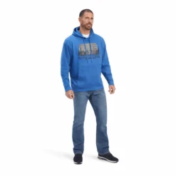 Ariat® Men's Land Of The Free Classic Blue Heather Pullover Hoodie 10041718 -Western Cowboy Equipment 10041718e