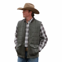 Cinch® Men's Western Wax CoatedBrown Zip Up Vest DWV2012001