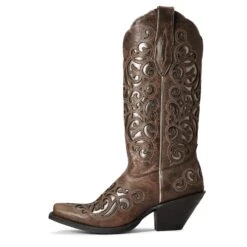 Ariat® Ladies Crackled Taupe & Gunmetal Divine Boots 10034110 -Western Cowboy Equipment F20 WMS WEST 10034110 side