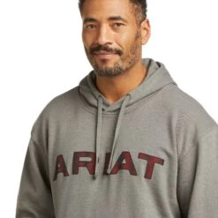 Ariat Men's Basic Charcoal Raised Logo Hoodie 10037261 7 Ariat Men's Basic Charcoal Raised Logo Hoodie 10037261 -Western Cowboy Equipment F21 MNS WEST 10037261 detail03