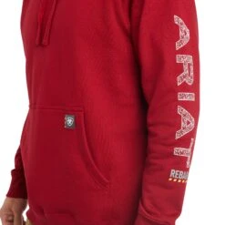 Ariat Men's Rebar Roughneck Red Pullover Hoodie 10041446 -Western Cowboy Equipment F22 MNS WORK 10041446 detail01
