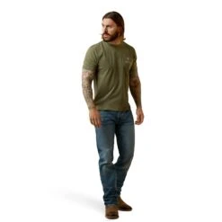 Ariat® Men's Fighting Eagle Military Heather Graphic T-Shirt 10044772 -Western Cowboy Equipment S23 MNS WEST 10044772 full